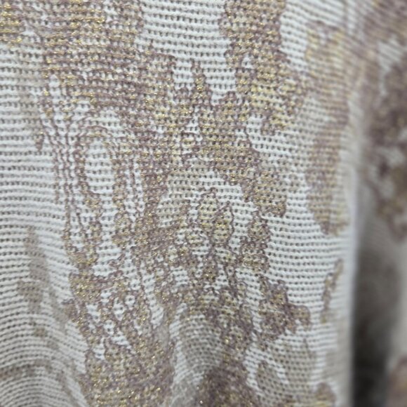 Vintage Calvin Klein Camel Brown Floral Turtleneck Metallic Sweater Medium - Picture 4 of 16